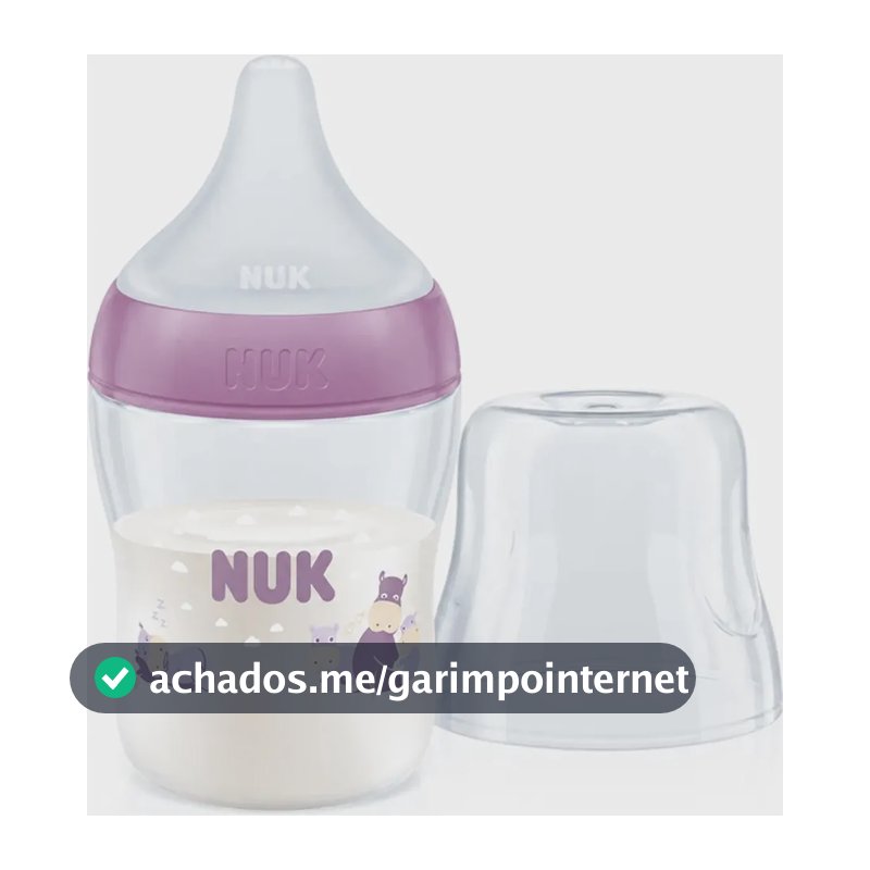 Mamadeira Bebe Nuk Perfect Match New Born Fluxo Lento 150ml Roxa Hipopotamo