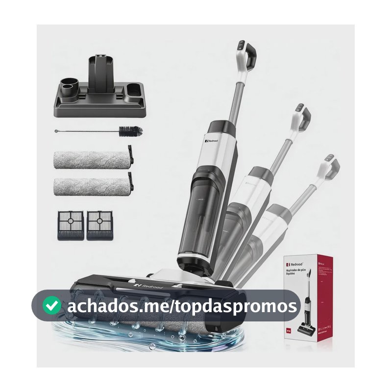 Aspirador De Pó Vertical e Sem Fio Redroad W15 Seco Úmido Aspirador Vertical Passapano 200W 910ml Branco