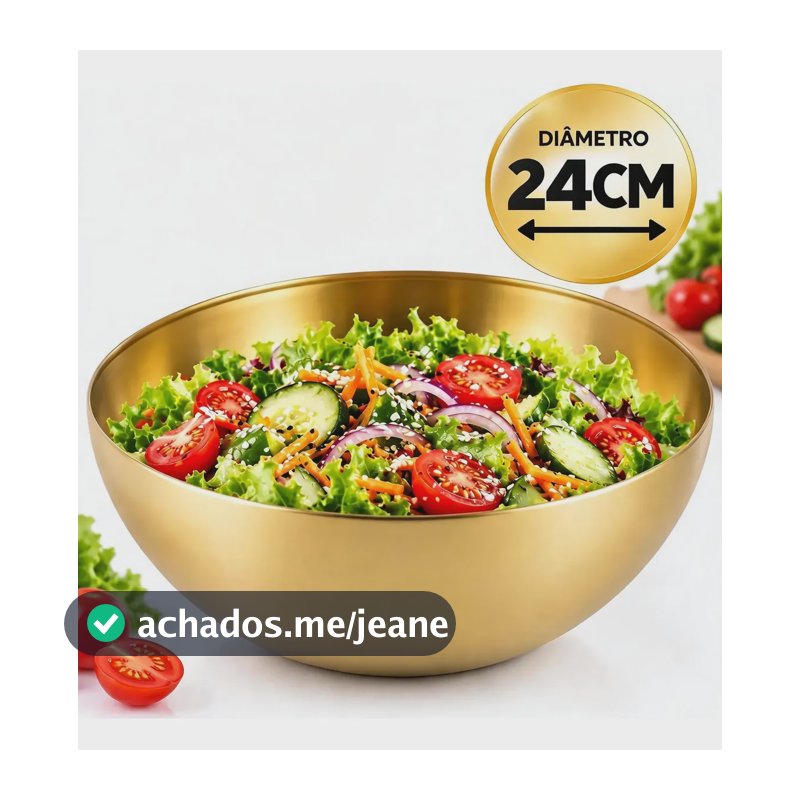 Tigela Bowl Aço Inox Dourado Bacia Multiuso Cozinha 24 Cm Dourado-inox-24cm