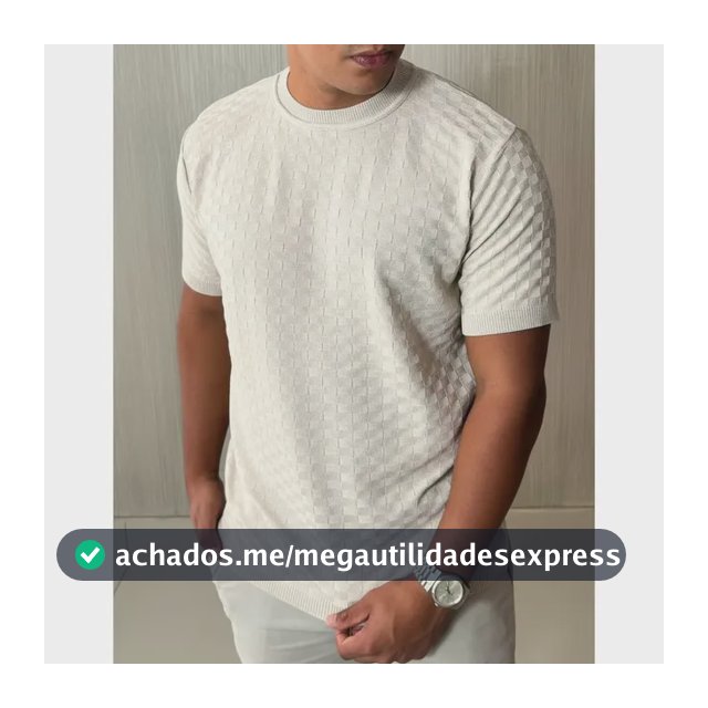Camiseta Masculina Manga Curta Xadrez Tricô Leve Elegante