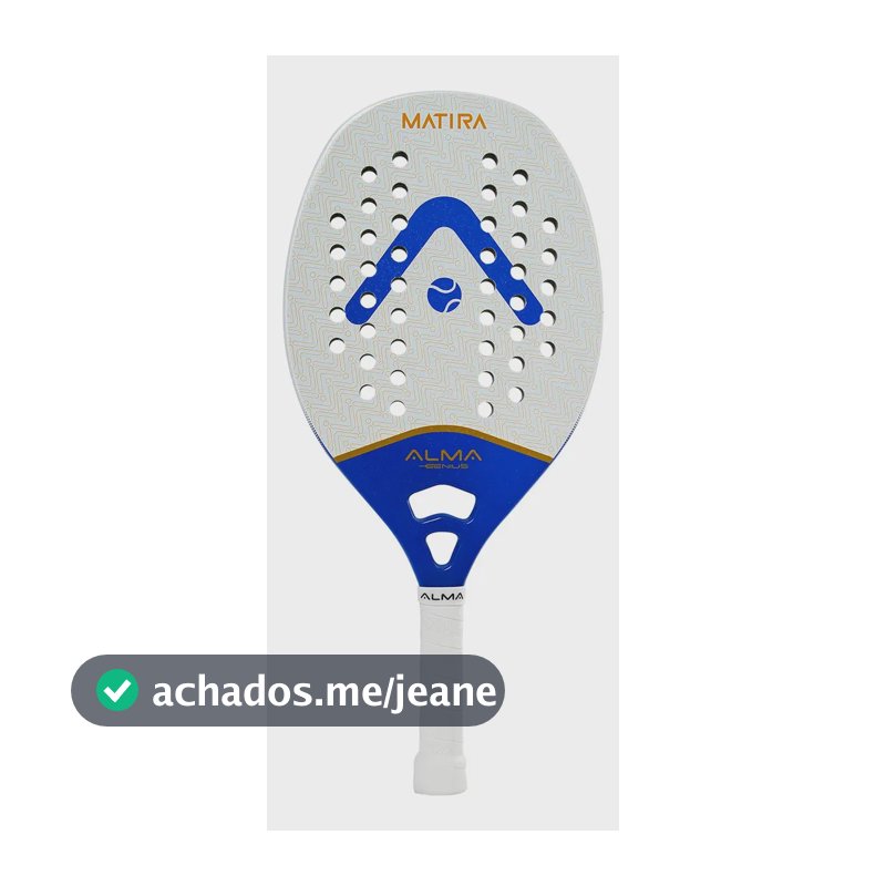 Raquete Beach Tennis Matira 1k Carbon Branca Azul Alma Geniu