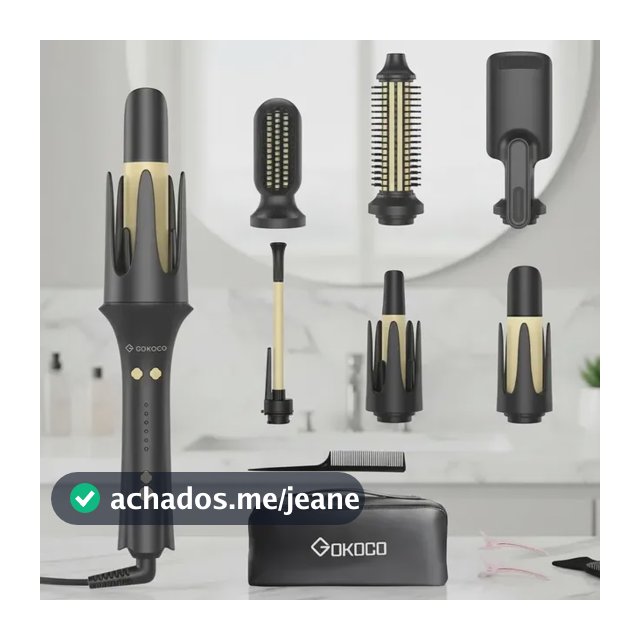 Modelador De Cabelo Automático 7em1com Cabeça Intercambiável Preto