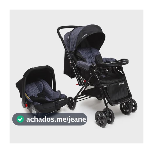 Travel System Duo, Cosco Kids, Reverse, 0 a 15kg, Preto Rajado