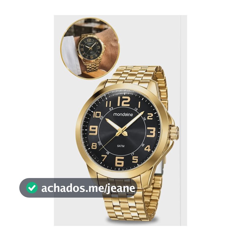 Relógio Mondaine Masculino Quartz Lançamento Pulso Original  Dourado Preto
