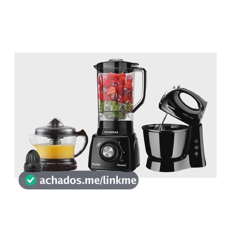 Kit Cozinha Mondial Liquidificador Batedeira E Espremedor KT-105-B