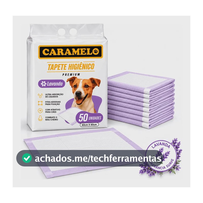 Tapete Higiênico Lavanda - Caramelo - 60x60 cm – Pack de 50 Unidades