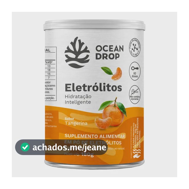 Eletrólitos Ocean Drop Sódio Potássio Fósforo Magnésio Eletrolitos 180g Sabor Tangerina