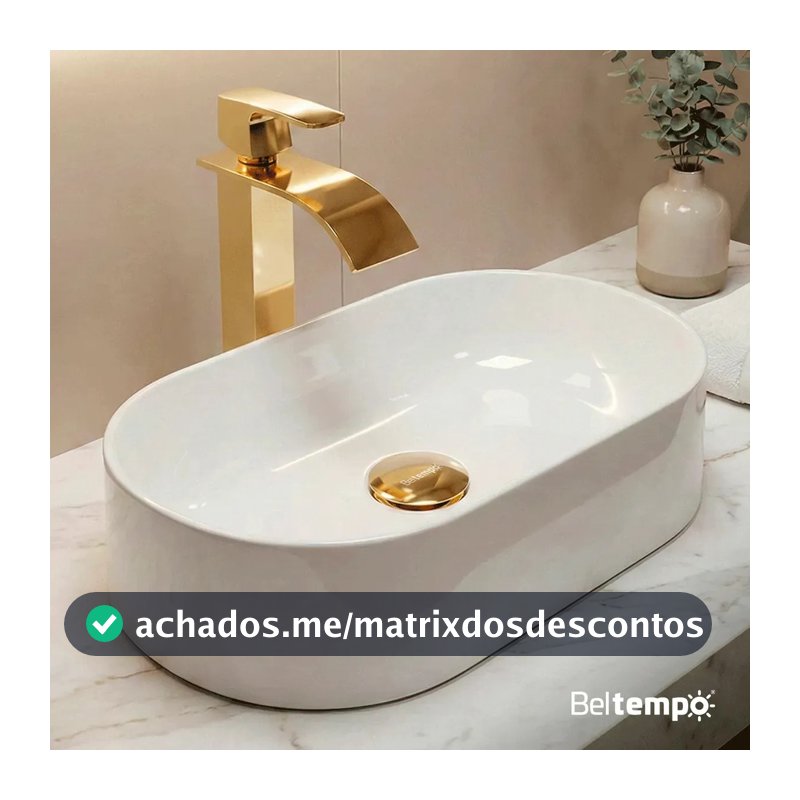 Cuba Pia de Apoio Sobrepor Oval 43x25 Branca Banheiro Lavabo Beltempo BT-2030
