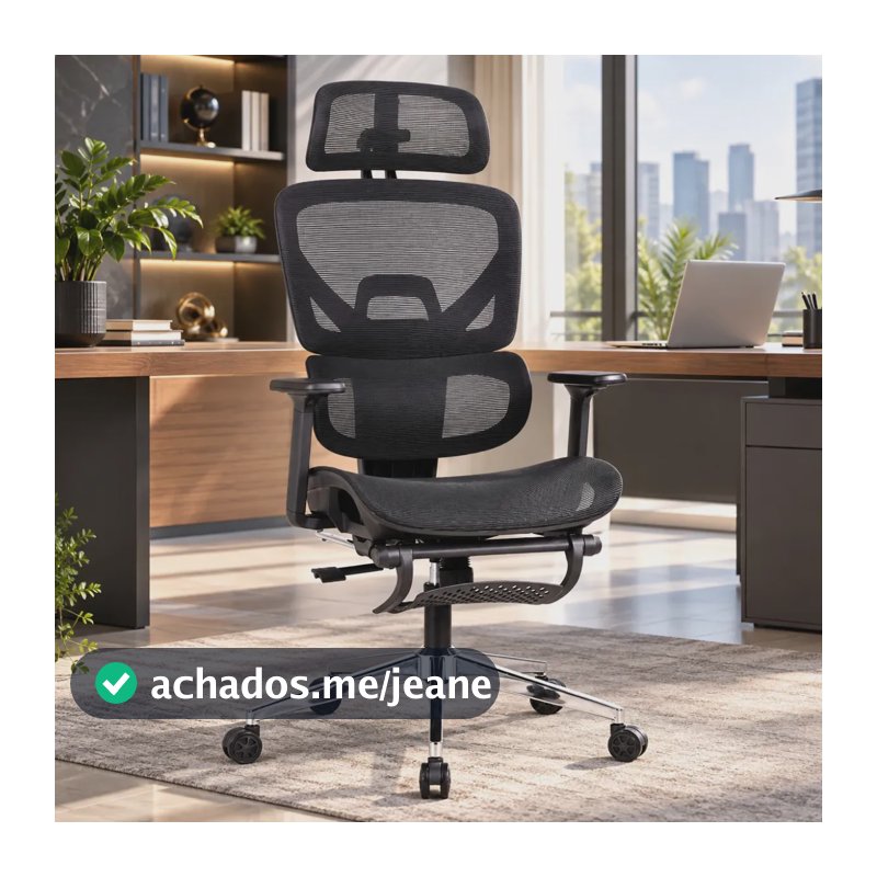 Cadeira Para Escritorio Ergonomica Levitus Marqs Home Giratoria Confortavel Resistente 200kg Com Suporte Lombar 3D Apoio Para Os Pés E Encosto De Cabeça Ajustável Preto
