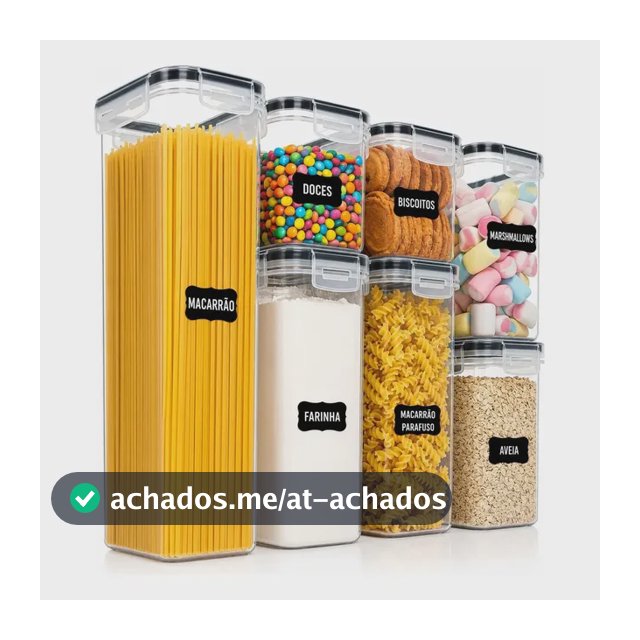 Pote Hermetico Kit 07 Trava Plastico Organizador Mantimento