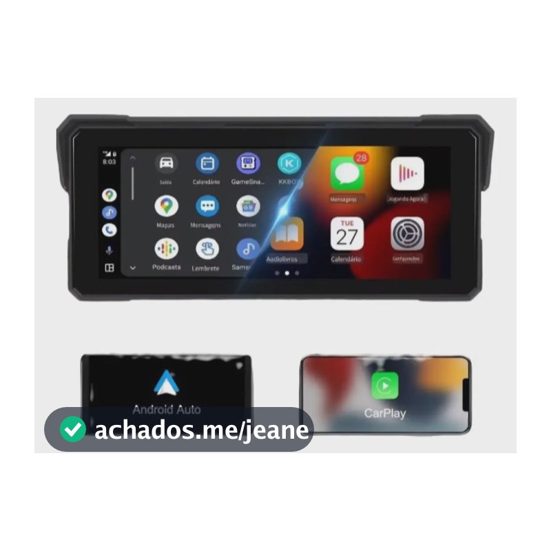 Multimídia 8.1 Moto Ip67 Carplay Android Auto Bt Universal P Preto