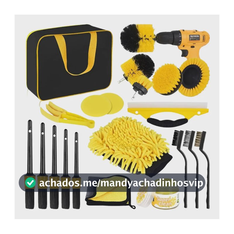 Kit 20pcs Limpeza Automotiva E Detalhamento Luva Microfibra Amarelo
