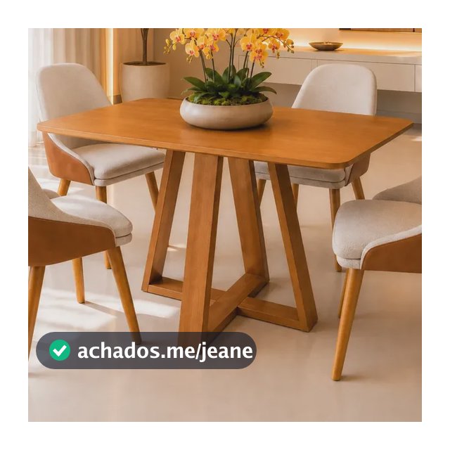 Mesa Jantar 4 Lugares 1,20x0,80 Mdf Laminado Madeira Maciça Marrom
