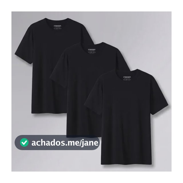 Kit 3 Camisetas  Light T-shirt Insider Preto M Lisa