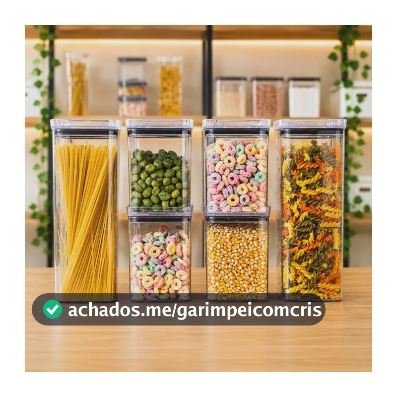 Kit 6 Potes Herméticos Quadrados (4 De 1l E 2 De 2,2l)