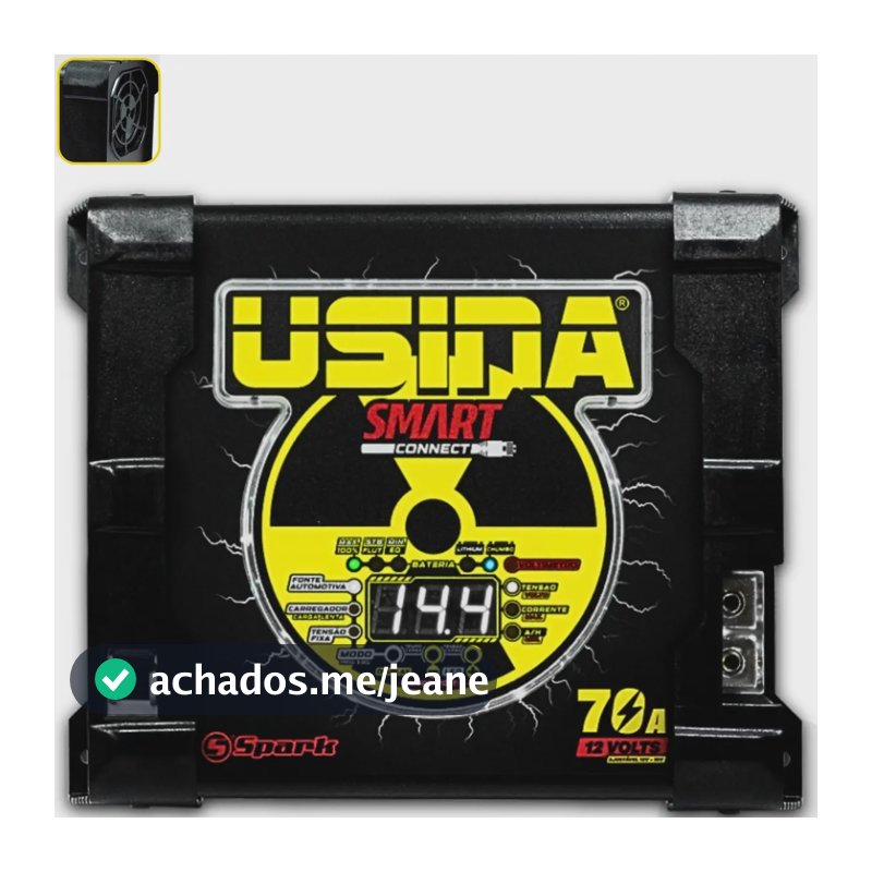 Fonte Automotiva 70 Amperes Usina Samrt Voltímetro 14.4v Amp Preto