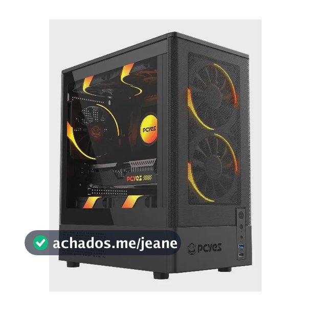 Gabinete Gamer Pcyes Kauri Black Vulcan Preto