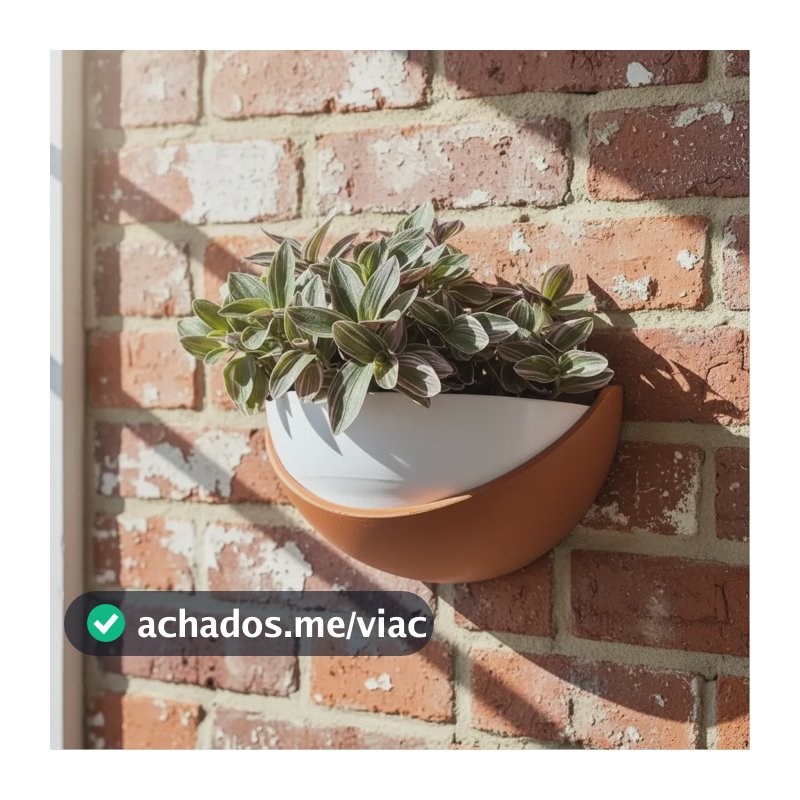 Vaso De Parede Suculenta Meia Lua Decorativo Resistente Terracota Liso