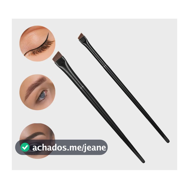 2x Pincel Profissional Chanfrado Desing Sobrancelha Henna Preto