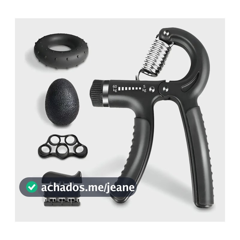 Kit Hand Grip 5 Pçs Exercício Aperto Dedos Mãos Punho Preto