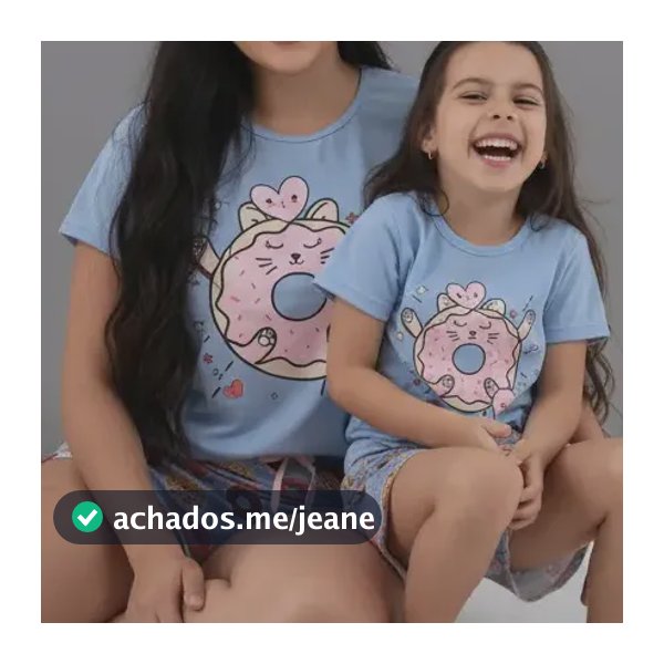Pijama Feminino  Mãe E Filha Verão Baby Doll Kit Atacado Estampa Donuts Filha Taman-8 Mãe-m