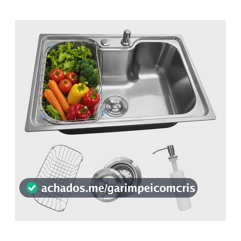 Pia Cuba Cozinha Gourmet Aço Inox 60x42 Com Acessórios Prateado
