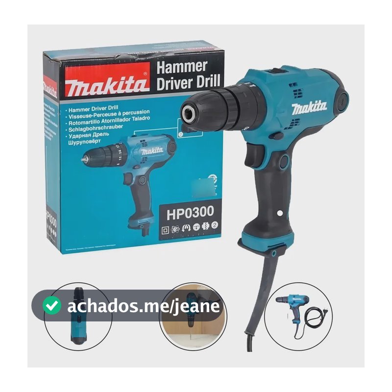 Furadeira Parafusadeira De Impacto 3/8pol 320w Hp0300 Makita 220V