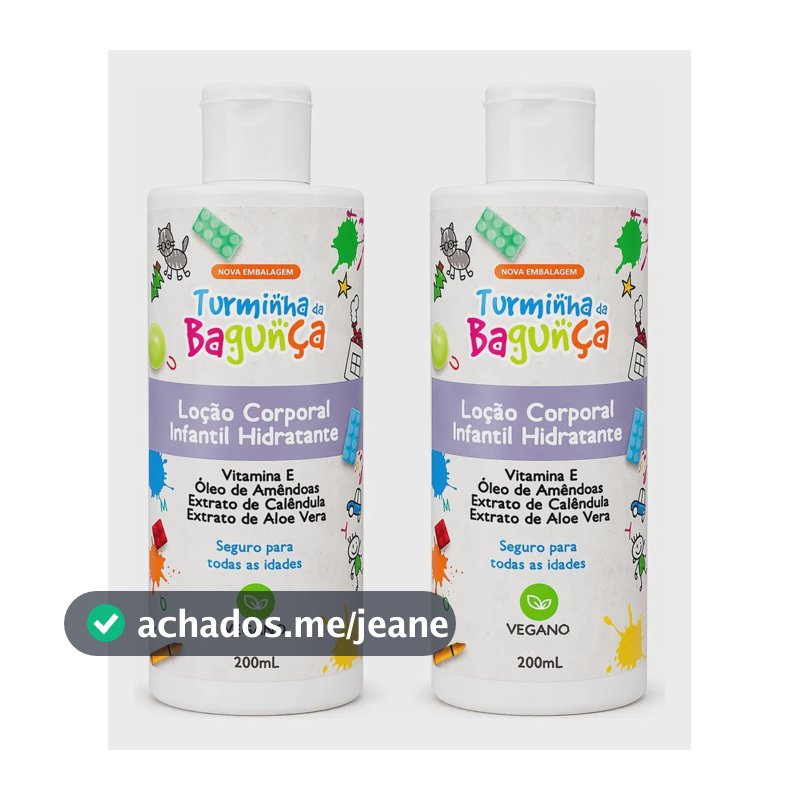 Kit 2 Loção Hidratante Corporal Infantil Turminha Bagunça Suave