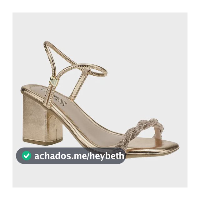 Vitrine Shoes Sandália Salto Bloco Com Tira De Strass