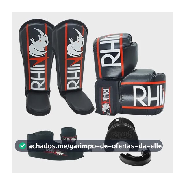 Kit Muaythai Kickboxing - Luva Boxe Caneleira Bandagem Bucal
