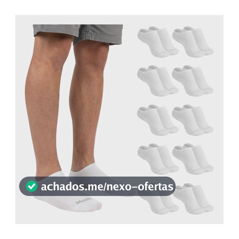 Kit 10 Pares Meia Invisível Soquete Algodão Confortável Mash 10 Brancas Meia Invisível Meia Cano Curto Meia Masculina Meia Feminina G ( 39 A 44 ) Meia Masculina Meia Feminina Meia Algodão