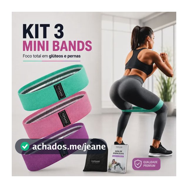Kit 3 Faixas Elásticas Mini Band Super Band P/ Treino Exercícios Academia Funcional Fisioterapia Resistência Extensor Esporte Ginástica Pilates Cross Training + Manual De Treinos - Topsand Activewear