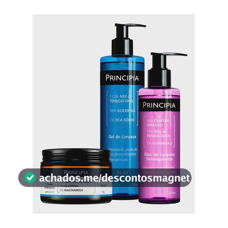 Principia Kit Limpeza E Hidratação Ch-01 + Ol-01 + Gl-02 Todo Tipo De Pele Dia/noite