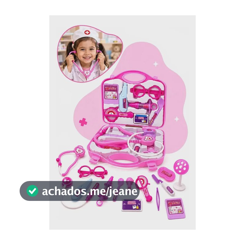 Kit Médico Infantil Maleta de Médico de Brinquedo com Acessórios Maletinha Doutor Faz de Conta Brinquedo de Profissão Educativo para Crianças Rosa Kizumba