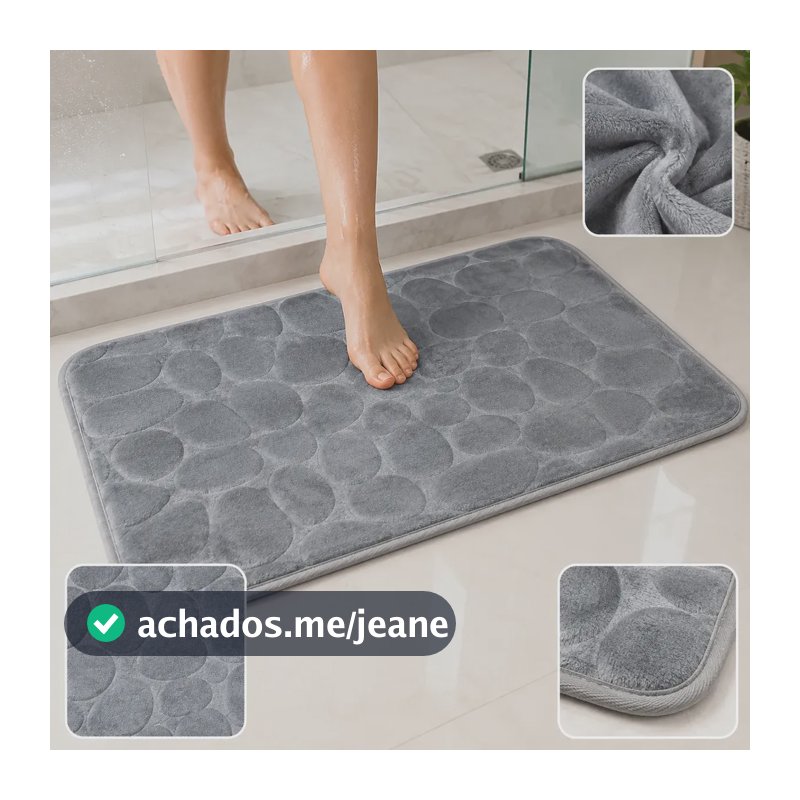 Tapete Banheiro Antiderrapante Absorvente Macio Pelúcia Soft Cinza