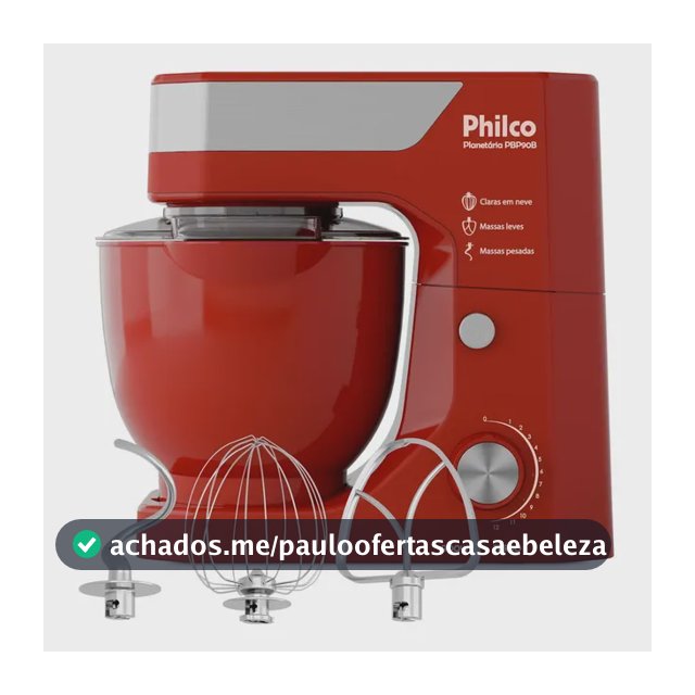 Batedeira Planetária Philco 900w 5l Turbo Vermelha Pbp90b Vermelha 127v