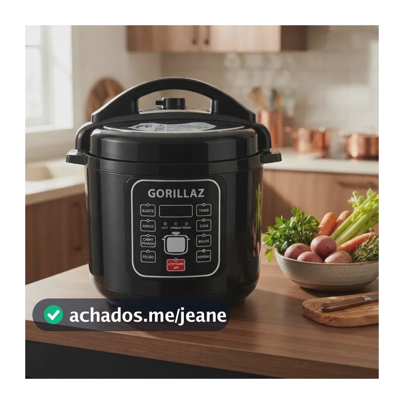 PANELA DE PRESSÃO ELÉTRICA GORILLAZ PRETA 6L 1050W 8 em 1 - Kitchen Style