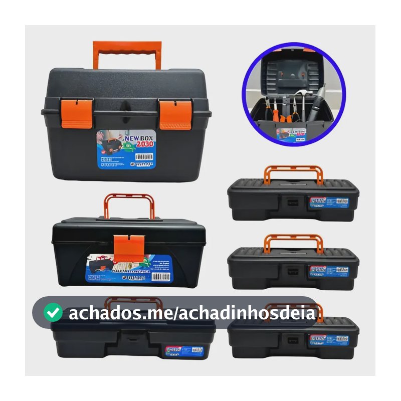 Kit 6 Maletas Ferramentas Caixas Reforçadas Grande Pequena Preto