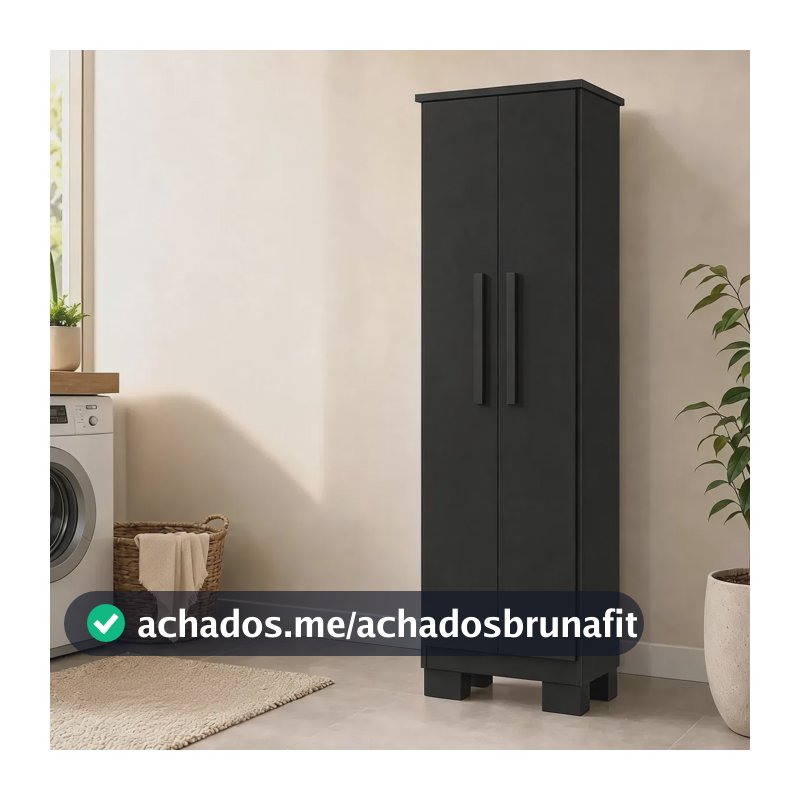 Armário Multiuso  2 Portas Mdf Organizador Casa Escritorios Preto