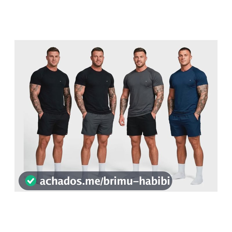 Kit 8 Peças Dry Fit 4 Camisetas + 4 Shorts Academia Sandrini Sortidos Liso G