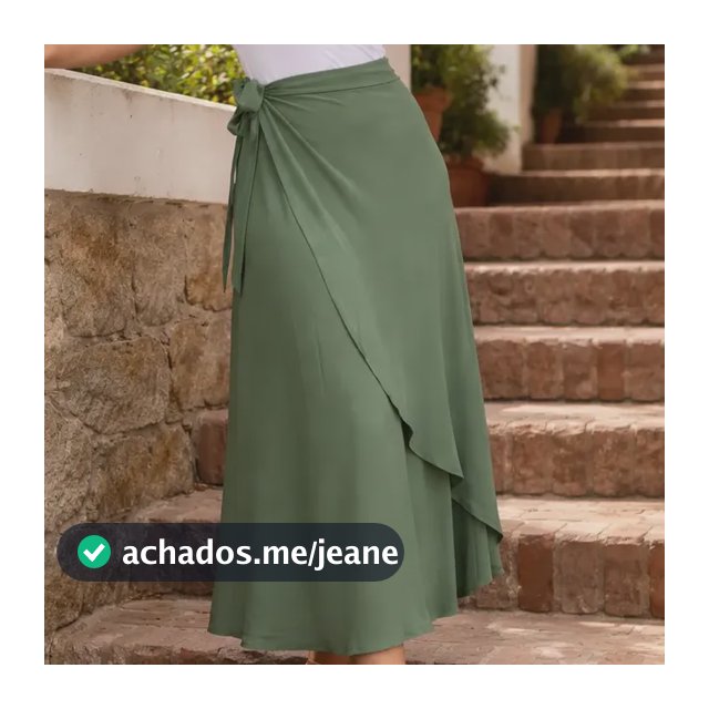 Saia Envelope Traspassada Midi Com Forro De Luxo Tendencia