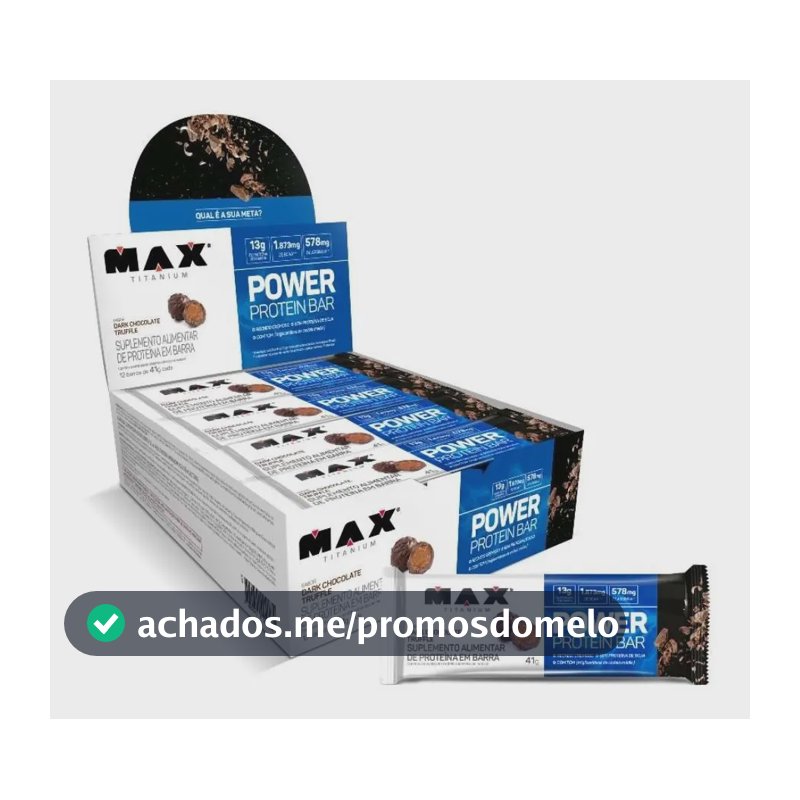 Power Protein Bar 41g Display Com 12 Unid Max Titanium Sabor Dark chocolate truffle