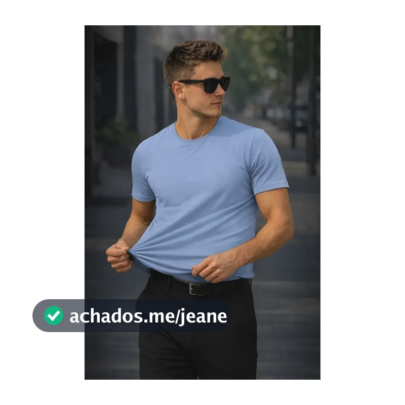 Camiseta Basica Modal Masculina Algodão Malha Peruana Azul-claro Sem Estampa G Liso