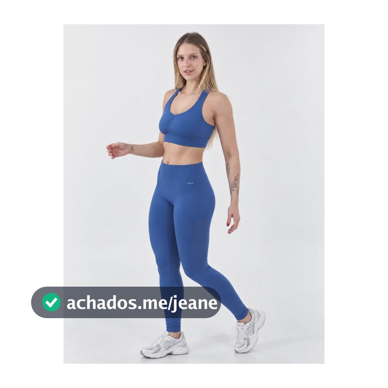 Conjunto Fitness Academia Top E Legging Selene Sem Costura Azul M