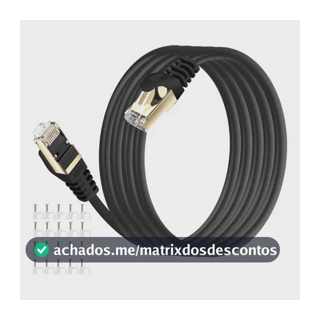 Cabo De Rede Cat8 15 Metros 40gbps 2000mhz Blindado Sftp Com Cobre Ofc Para Ps5 Instalação Residencial Gamer E Infraestrutura De Redes