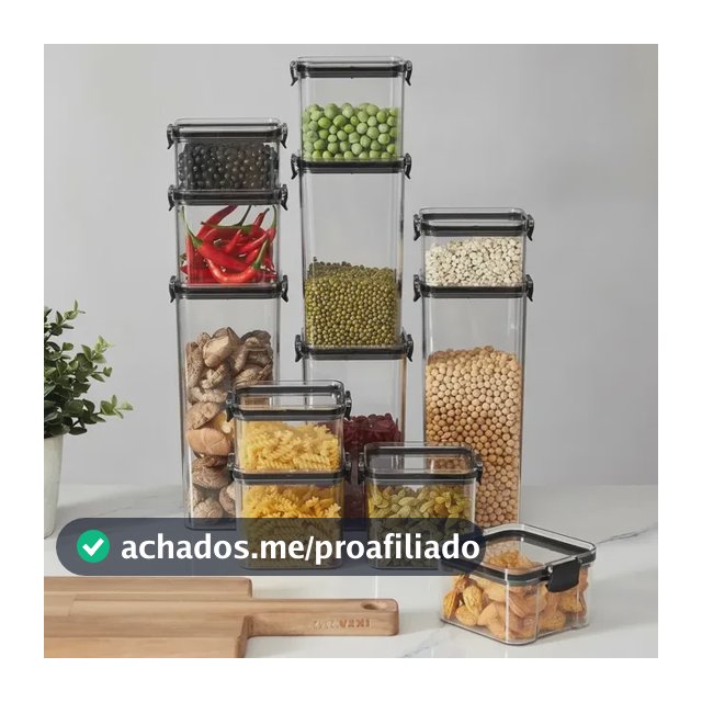 Kit 12 Potes Herméticos Quadrados Haushop Para Alimentos Transparente
