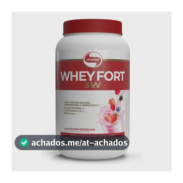 Suplemento Alimentar Whey Fort 3W Sabor Frutas Vermelhas 900g Vitafor