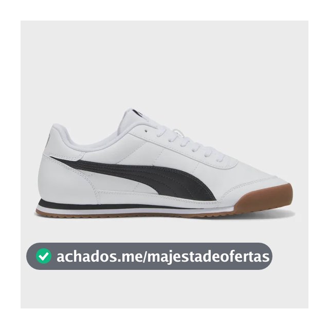 Tênis Masculino E Feminino Turino Ii Puma Puma White-puma Black-cool Light Gray Liso 40 Eu