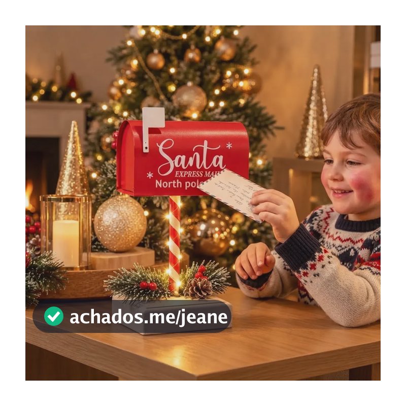 Enfeite Natalino Poste Decoração Luz Led Natal Vermelho