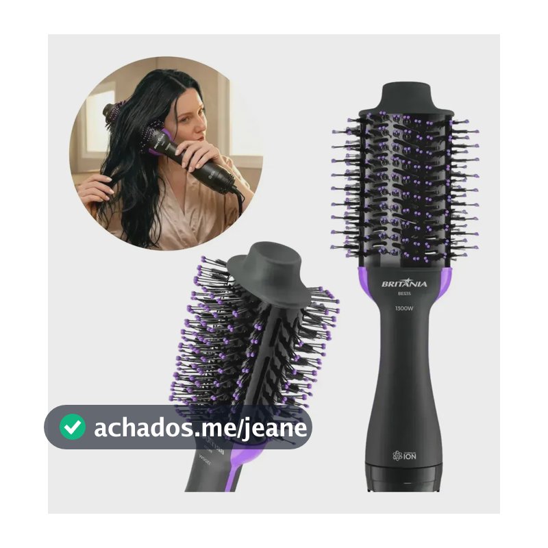 Escova Secadora Britânia Soft BES35 Bivolt 1300W Roxa Alisadora Modeladora Secador 4 em 1 Alta Potência